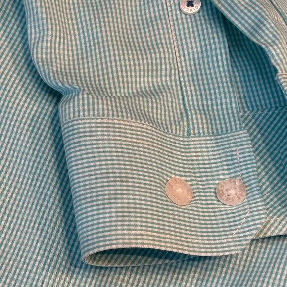 Cinch Mens Green Checkered Cotton Long-Sleeve Shirt Size Small - Picture 2 of 11